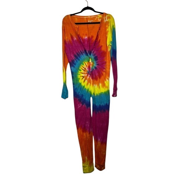 Followme Womens Tie Dye One Piece Pajamas Jumpsuit Sleepwear Footless Size XL - Picture 2 of 6